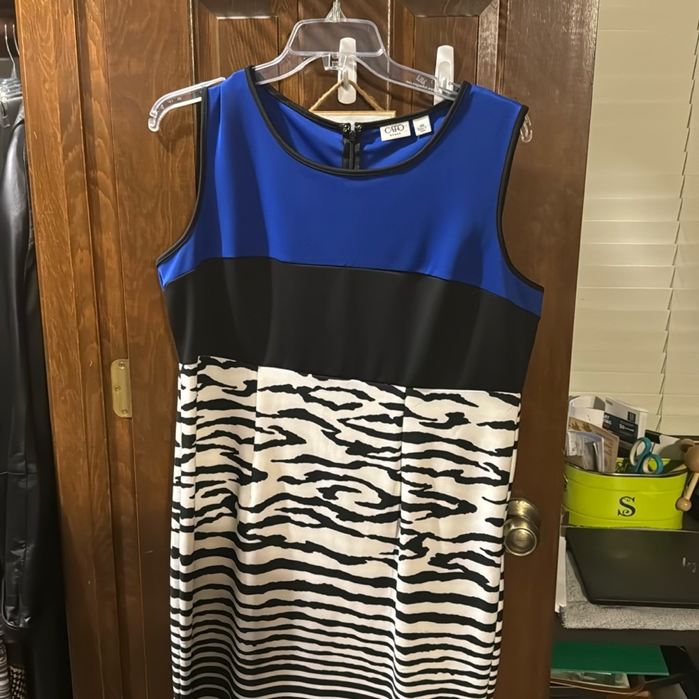 Cato woman blue and zebra print sleeveless dress. Rarely worn.